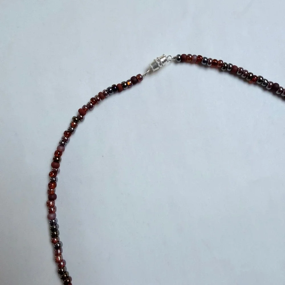 Handmade Beaded Necklace Black Teardrop Pendant 18 Inch Gift Holiday Goth